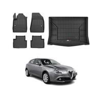 OMAC Kit Tapis de Sol et Coffre Compatible avec Alfa Romeo Giulietta 2010-2020 Premium Noir
