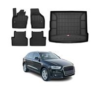 OMAC Kit Tapis de Sol et Coffre Compatible avec Audi Q3 8U 2011-2018 Premium Noir