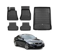 OMAC Kit Tapis de Sol et Coffre Compatible avec BMW Série 5 G30 M5 F90 2016-2023 TPE Noir