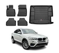 OMAC Kit Tapis de Sol et Coffre Compatible avec BMW X4 F26 2014-2018 Premium Noir
