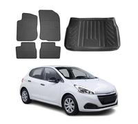OMAC Kit Tapis de Sol et Coffre Compatible avec Peugeot 208 2012-2019 TPE Noir