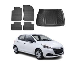 OMAC Kit Tapis de Sol et Coffre Compatible avec Peugeot 208 2012-2019 TPE Noir