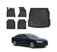 OMAC Kit Tapis de sol et coffre pour Audi A8 D4 2009-2017 Premium Noir