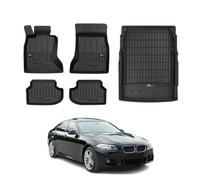 Omac Kit Tapis De Sol Et Coffre Pour Bmw Série 5 F10 F11 2010-2013 Premium Noir