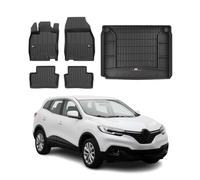 OMAC Kit Tapis de Sol et Coffre pour Renault Kadjar 2015-2022 TPE Noir