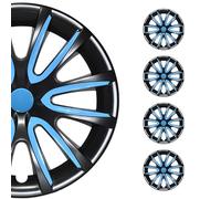 OMAC Lot de 4 enjoliveurs 14" compatibles avec voiture - En Pa66 M20 + polypropylène ABS - 1 jeu (4 pièces) noir/bleu avant et arrière