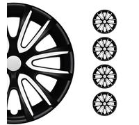 OMAC Lot de 4 enjoliveurs 15" pour jantes en acier mat noir et blanc