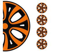 OMAC Lot de 4 enjoliveurs 16" pour jantes en acier brillant noir/orange