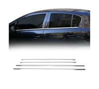 OMAC Lot de 4 moulures de fenêtre compatibles avec Opel Corsa D 2006-2015 en acier inoxydable chromé
