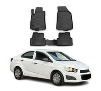 OMAC Lot de 4 tapis de sol en caoutchouc compatibles avec Chevrolet Aveo T300 2012-2021 TPE Noir