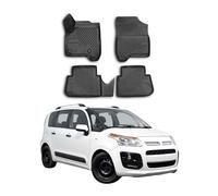 OMAC Lot de 4 tapis de sol en caoutchouc compatibles avec Citroën C3 Picasso 2009-2016 TPE noir