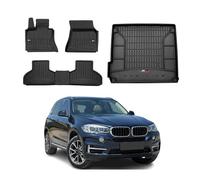 OMAC Lot de 4 tapis de sol et bac de coffre compatibles avec BMW X5 F15 2013-2018 - En caoutchouc noir