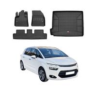 OMAC Lot de 4 tapis de sol et bac de coffre compatibles avec Citroën C4 Picasso 2013-2019 en caoutchouc