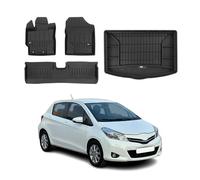 OMAC Lot de 4 tapis de sol et bac de coffre pour Toyota Yaris 2010-2025 - En caoutchouc noir