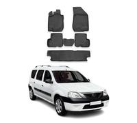 OMAC Lot de 5 tapis de sol de voiture toutes saisons pour Logan MCV 2004-2012 - Ajustement 3D - Bords hauts - Noir