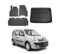 OMAC Lot de 5 tapis de sol et bac de coffre compatibles avec Renault Kangoo Expression 2008-2010 en caoutchouc