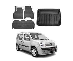 OMAC Lot de 5 tapis de sol et bac de coffre compatibles avec Renault Kangoo Expression 2008-2010 en caoutchouc