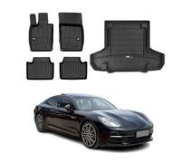 OMAC Lot de 5 tapis de sol et bac de coffre en caoutchouc pour Porsche Panamera 2016-2025