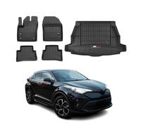 OMAC Lot de 5 tapis de sol et bac de coffre pour Toyota C-HR 2016-2025 - En caoutchouc noir