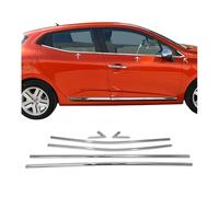 OMAC Lot de 8 moulures de fenêtre compatibles avec Renault Clio 2019-2025 en acier inoxydable chromé