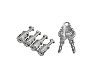 OMAC Lot de serrures pour Menabo Tiger/Delta/Avia/Professional Argenté | 4 serrures + 2 clés, acier, argent, 6 pièces, utilisation universelle