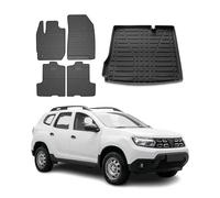 OMAC Lot de tapis de sol et bac de coffre compatibles avec Dacia Duster II 2018-2024 - Caoutchouc noir TPE 5X