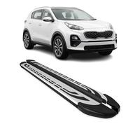 OMAC Marchepieds latéraux compatibles avec Kia Sportage 4 2016-2021 en aluminium noir/argenté
