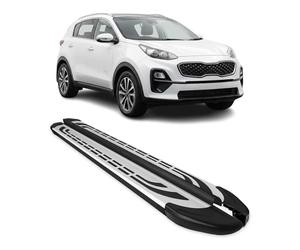 OMAC Marchepieds latéraux compatibles avec Kia Sportage 4 2016-2021 en aluminium noir/argenté