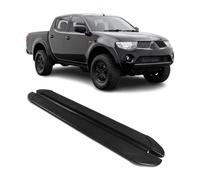 OMAC Marchepieds latéraux compatibles avec Mitsubishi L200 Triton 2005-2014 en aluminium noir