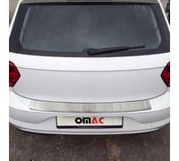 OMAC Protection du seuil de chargement en acier inoxydable pour VW Polo 2017-2023 Pare-chocs chromé brossé 1pc