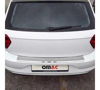 OMAC Protection Seuil de Pare-Chocs Arrière - Compatible avec VW Polo VI Schrägheck 2017-2022 - Couverture de Seuil de Coffre - Acier INOX Chromé - Argenté