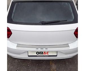 OMAC Protection Seuil de Pare-Chocs Arrière - Compatible avec VW Polo VI Schrägheck 2017-2022 - Couverture de Seuil de Coffre - Acier INOX Chromé - Argenté