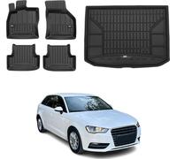 OMAC Tapis & bac de coffre Set pour Audi A3 8V 2012-2020 Caoutchouc noir 5x