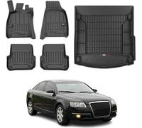 OMAC Tapis & bac de coffre Set pour Audi A6 C6 2004-2008 Caoutchouc noir 5x