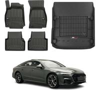 OMAC Tapis & bac de coffre Set pour Audi A7 C8 2018-2025 Caoutchouc noir 5x