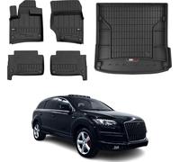 OMAC Tapis & bac de coffre Set pour Audi Q7 2006-2015 Caoutchouc TPE Noir 5x