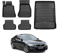OMAC Tapis & bac de coffre Set pour BMW Série 5 G30 2017-2024 Caoutchouc noir 5x
