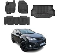 OMAC Tapis & bac de coffre Set pour Toyota RAV4 2013-2019 Caoutchouc noir 5x