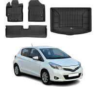 OMAC Tapis & bac de coffre Set pour Toyota Yaris 2010-2025 Caoutchouc noir 4x