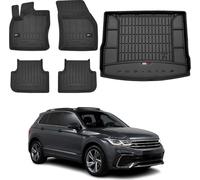 OMAC Tapis & bac de coffre Set pour VW Tiguan 2016-2020 Caoutchouc Noir 5x