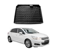 OMAC Tapis de coffre de voiture - Protection de coffre - Compatible avec Citroën C4 II 2010-2021 à hayon - Ajustement 3D - Bords hauts - Antidérapant - En TPE - Toutes saisons - Noir