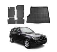 OMAC Tapis de coffre de voiture tous temps - Compatible avec BMW X3 E83 2003-2011 - Ajustement 3D - Bord haut - En caoutchouc - Pour toutes les conditions - Noir TPE