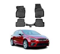 Tapis de sol pour Seat Ibiza 2017-2025 en caoutchouc TPE 3D Noir 4Pcs
