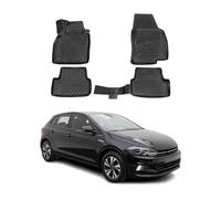 OMAC Tapis de Sol pour VW Polo mk6 Hatchback 2017-2026 sur Mesure en Caoutchouc Noir