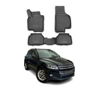 OMAC Tapis de sol pour VW Tiguan 2007-2016 en caoutchouc Noir