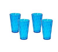 Omada Design 4 Verres de 40 cl, mesures 9X15cm, incassables, en plastique de qualité optique, lavables au lave-vaisselle,Ligne Diamond, Tourquoise