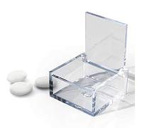 Omada Design Boîte à cubes en Plastique transparent de 6x6x3 cm, pour les faveurs de mariage, les fêtes de communion, de baptême et de remise des diplômes, fabriquée en Italie par Adamo. (Trasparent)