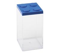 OMADA Design Boîte à dragées ou bonbons, type brique, en plastique transparent et couvercle coloré - 1500 ml - 10 x 10 x 20,5 cm
