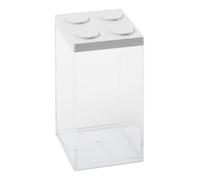 OMADA Design Boîte à dragées ou bonbons, type brique, en plastique transparent et couvercle coloré - 1500 ml - 10 x 10 x 20,5 cm