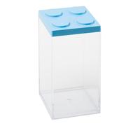 OMADA Design Boîte à dragées ou bonbons, type brique, en plastique transparent et couvercle coloré - 1500 ml - 10 x 10 x 20,5 cm